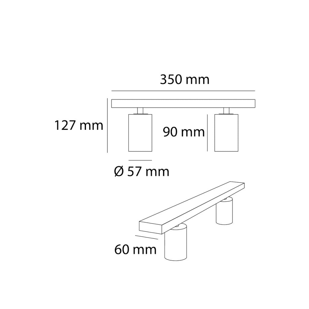 Spot Doble TUBULAR Negro